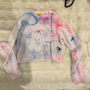 Cropped aviator nation splatter paint crew neck